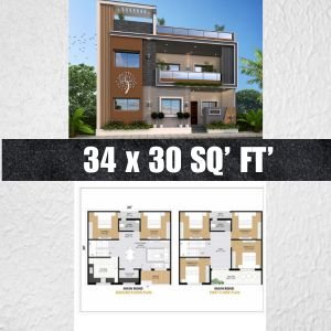 34 * 30 house plan