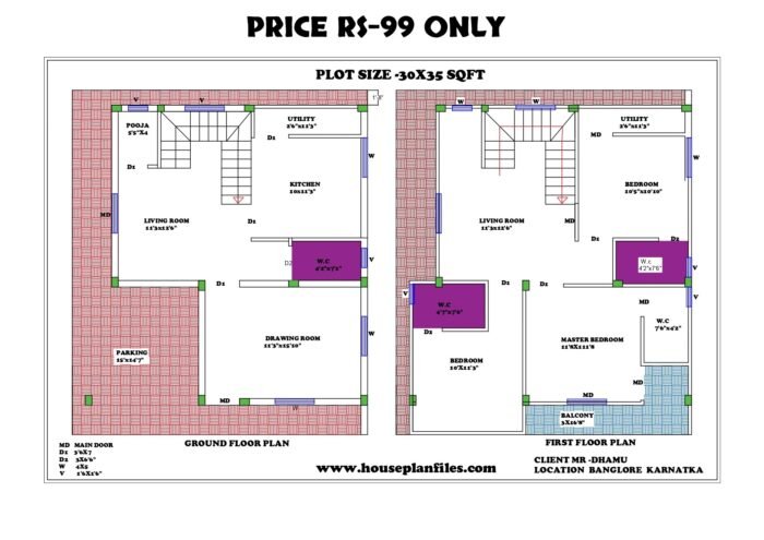 30x35 house plan