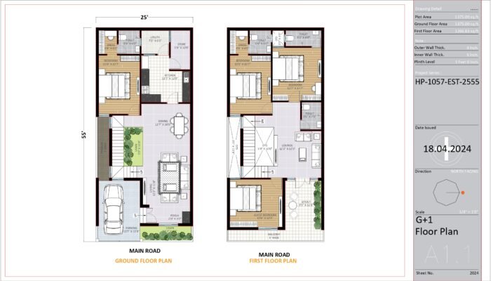 25 * 55 house plan north facing