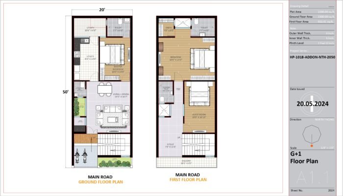 20 * 50 house plan